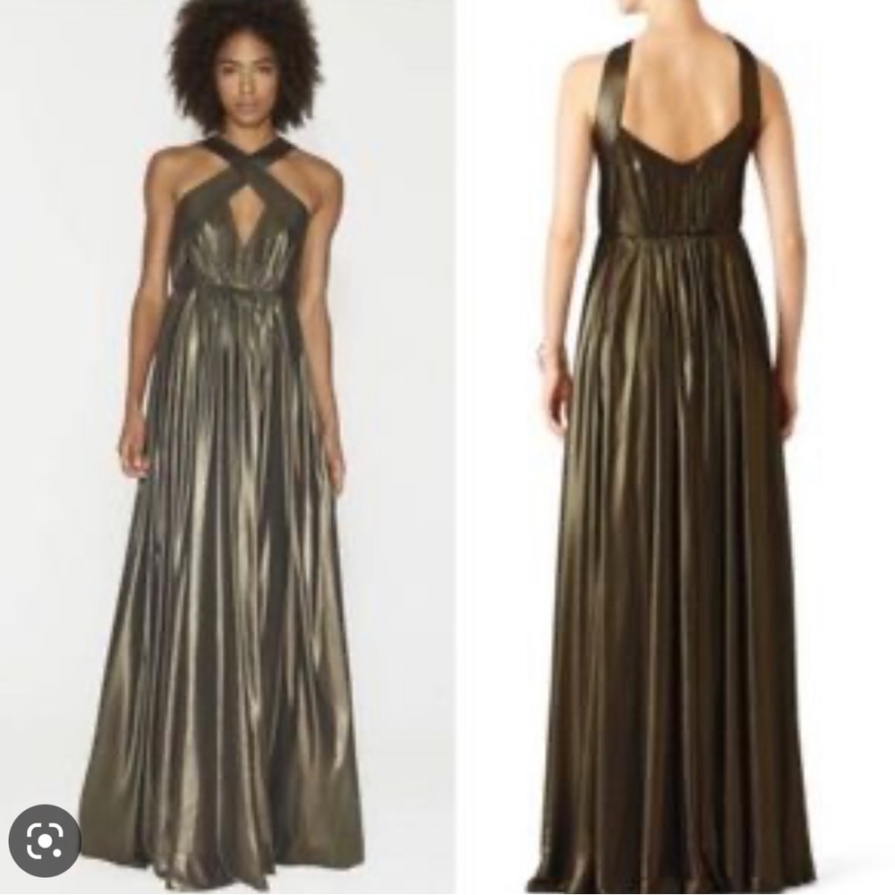 Halston Heritage Bronze Metallic Maxi Dress